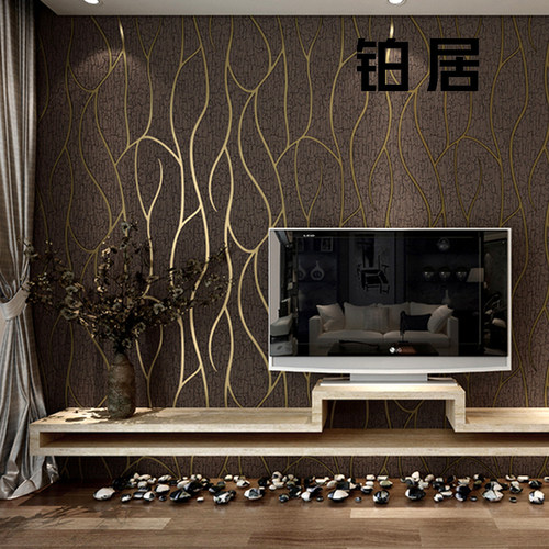 现代简约电d视背景墙壁纸客厅大气5D立体竖条纹鹿皮绒曲线影视墙