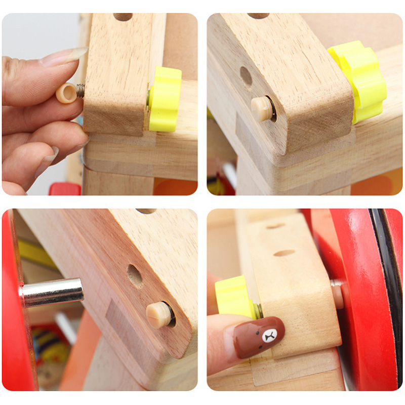 绕珠玩具益智四面体开心农场百宝箱儿童婴儿宝宝六面体手推车实木