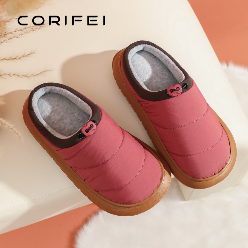 学生宿舍厚底防水棉拖鞋女士冬季2024新款防滑室内保暖加绒家居鞋