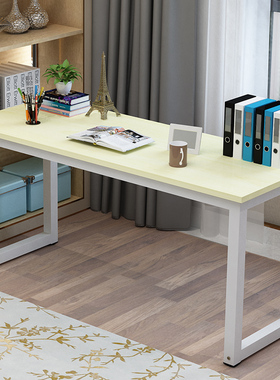 台式电脑桌长方形黑色办公桌学习桌简约经济型钢木桌子180cm2米长