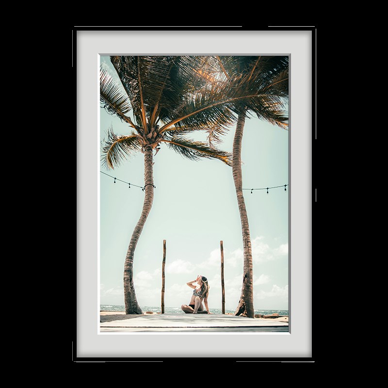 椰树棕榈树黑白摄影风景装饰画简约现代海边冲浪挂画酒店卧室壁画图片