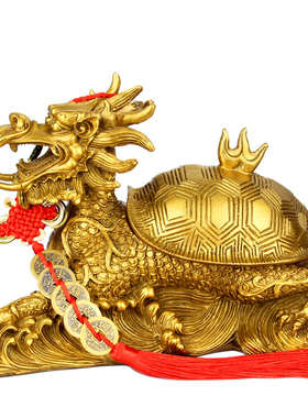 铜龙龟烟缸摆件开V盖龙龟摆件