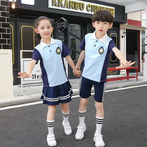 英伦学院风校服小学生班服夏季新天蓝色儿童套装老师服幼儿园园服