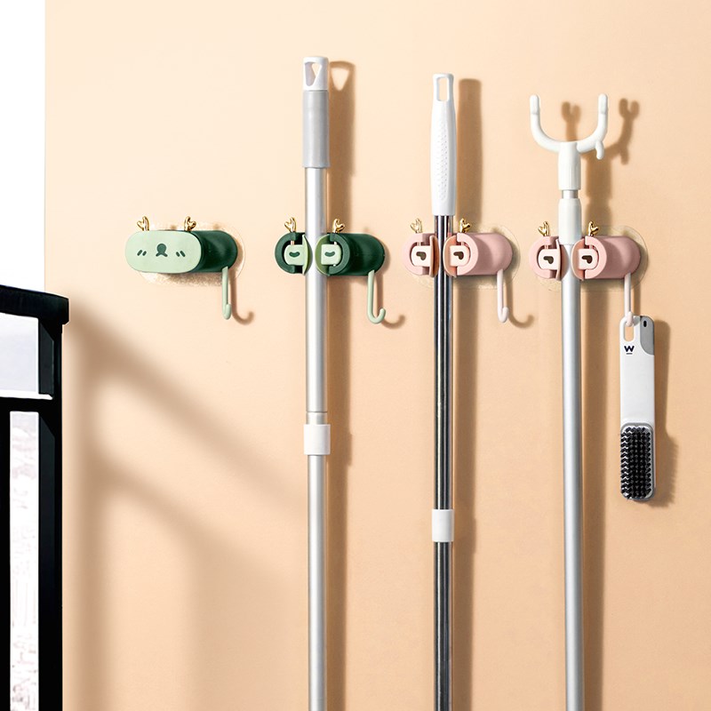 拖把挂钩挂架免打孔n壁挂卫生间拖布收纳架粘胶强力固定卡扣扫把