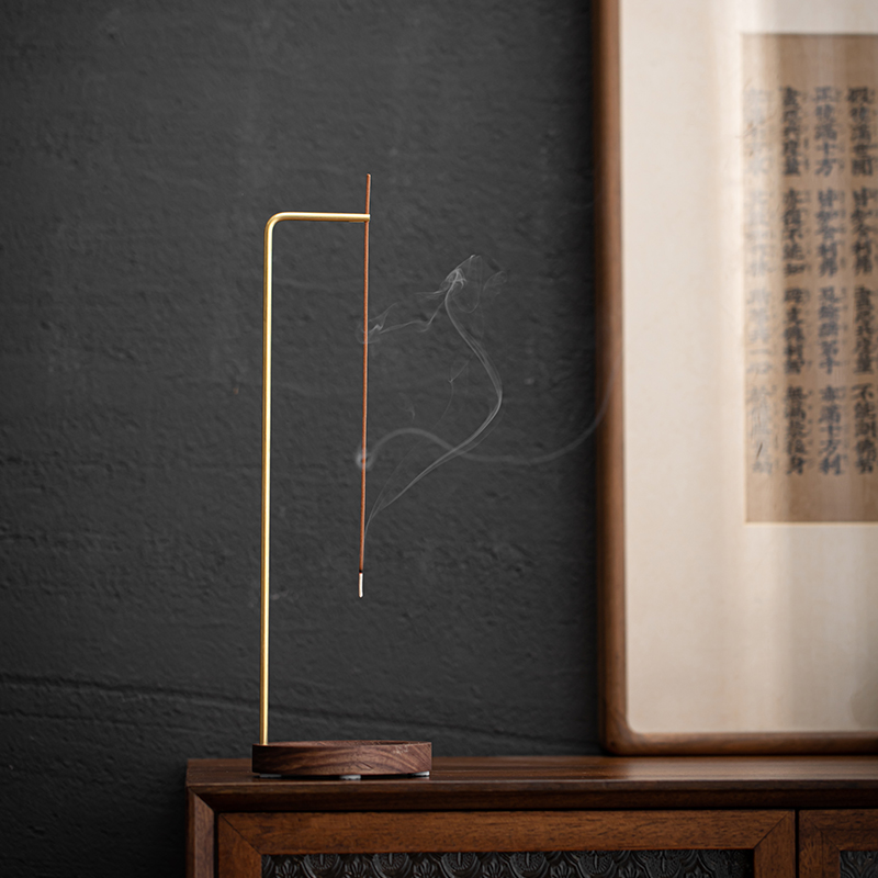 倒挂香器胡桃木创意线香香插 檀香倒流香炉N禅意摆件中式熏香摆件