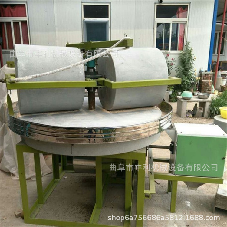 1.8米双辊电动石碾子 商用石碾面粉机 芝麻酱花生酱石磨