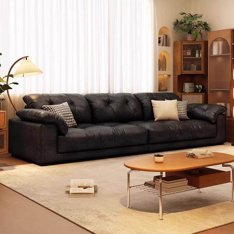 法式复古风油蜡皮沙发简约小户型客厅hug怀抱美式豪华沙发中古风