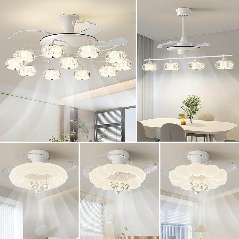 客厅吊灯奶油风现代简约客厅主灯电扇一体灯具风扇灯吊扇灯餐厅灯