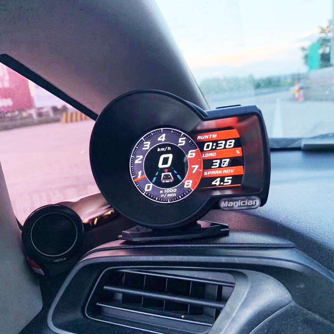 魔术师obd液晶仪表 汽车改装多功能抬头显示器转速水温涡轮电压表