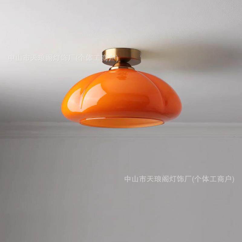 北欧南瓜玻璃法式餐厅吸顶灯奶油风卧室走廊过道入户阳台氛围灯具