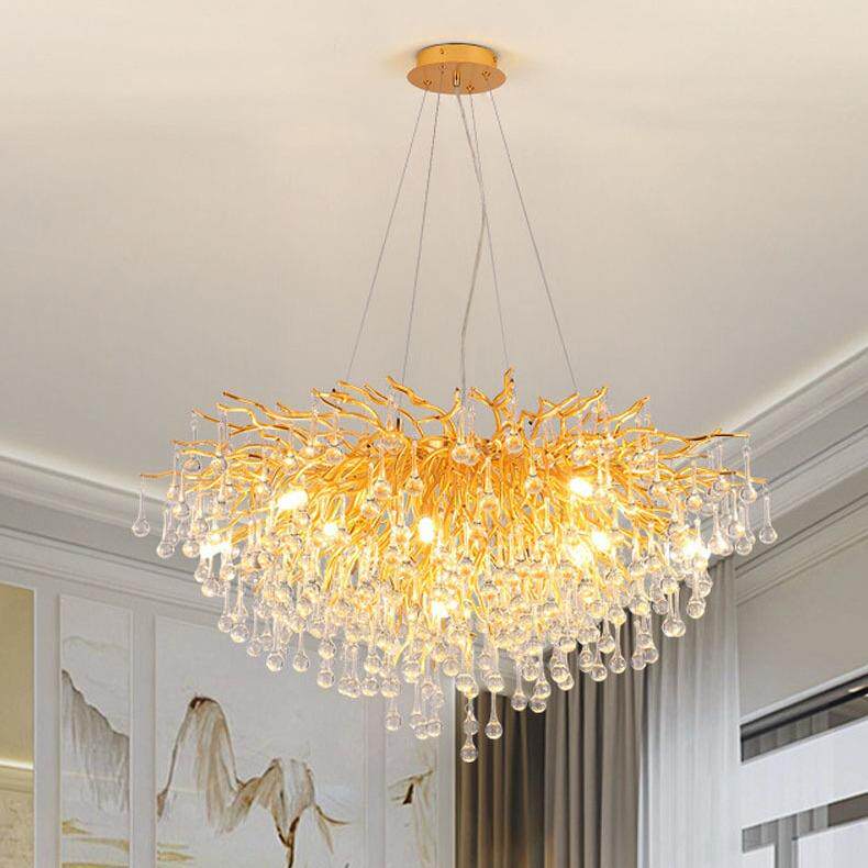 轻奢水晶树枝吊灯后现代奢华客厅餐厅金色卧室设计师创意树枝灯