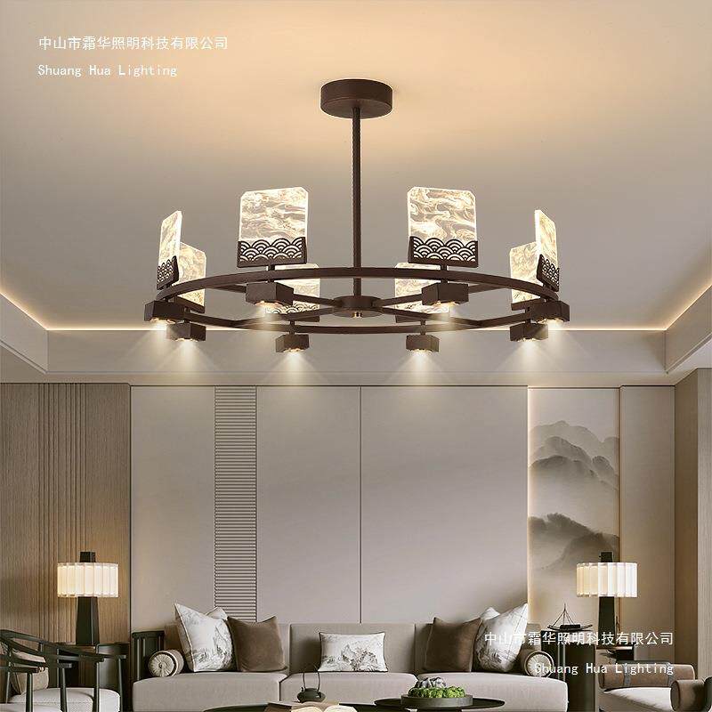 新中式客厅灯LED大气吊灯中国风古典别墅复式楼餐厅卧室书房灯具