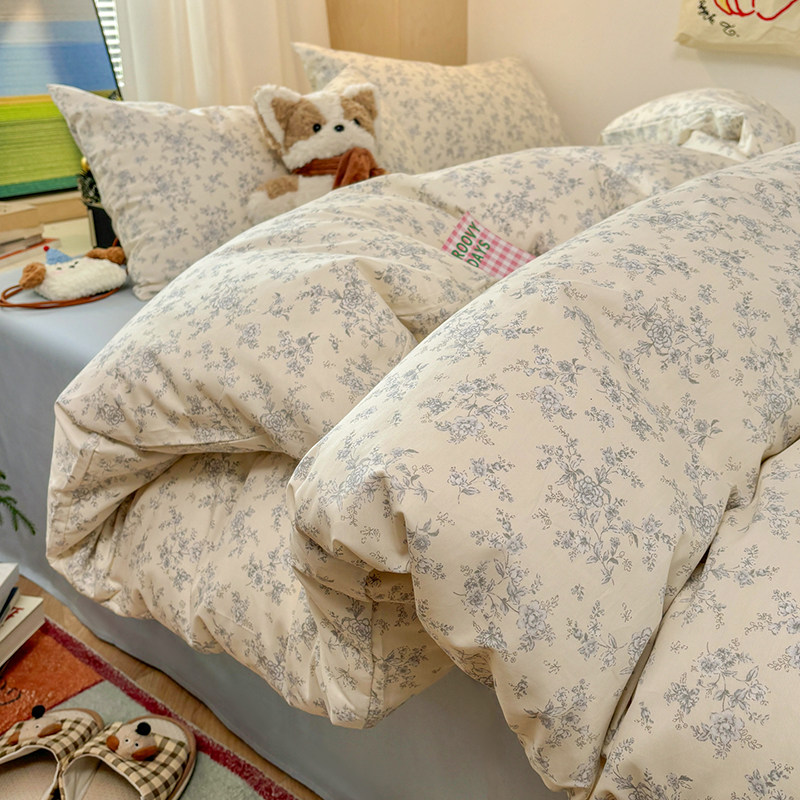 美式田园碎花纯棉床上四件套100全棉床单被套床笠被罩三件套床品4