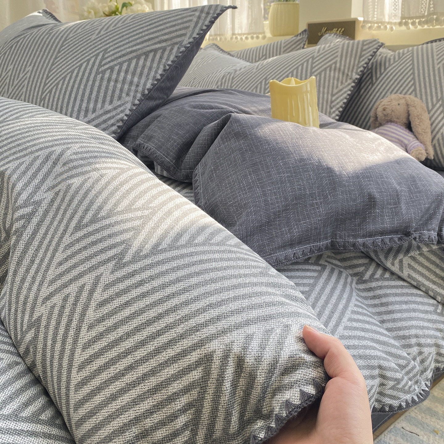 贝壳边被套单件纯棉1.5米单人被罩100全棉150x200x230单独褥子套