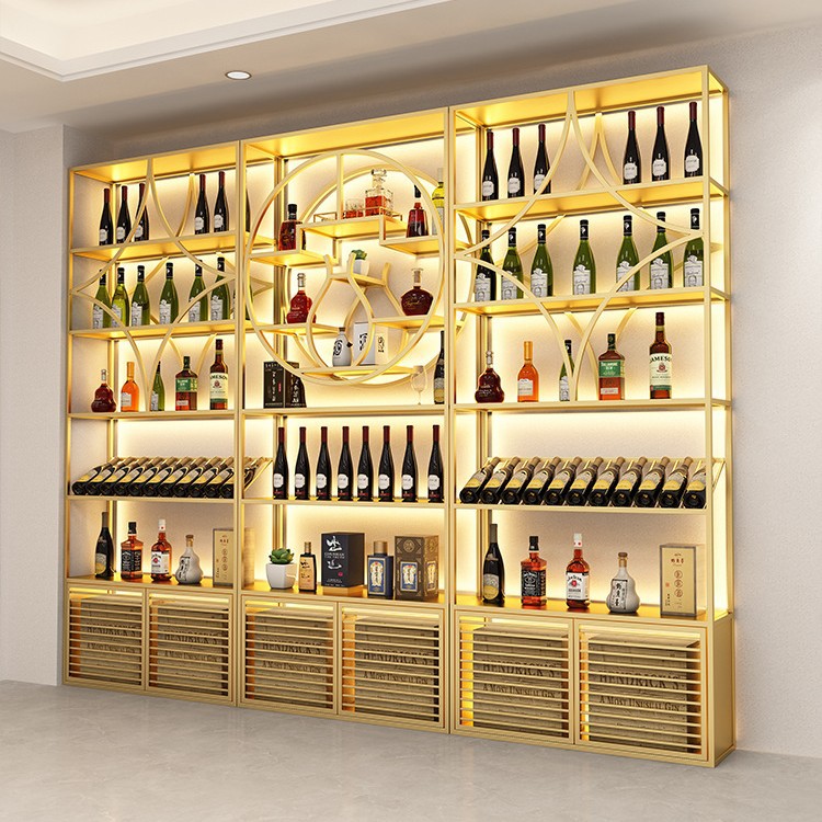 铁艺红酒柜展示架酒庄酒架落地白酒柜置物架商用靠墙葡萄酒落地架