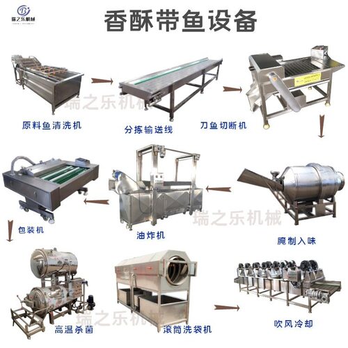 供应沿海多味鱼油炸流水线 五香刀鱼段配套设备 全自动炸鱼拌料机