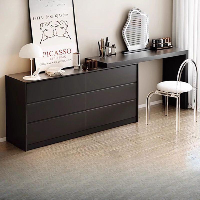 梳妆台现代简约卧室书桌斗柜一体黑色复古风轻奢小户型意式化妆桌