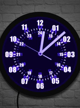 LED发光带灯挂钟黑色墙钟家居装饰时钟壁钟数字钟