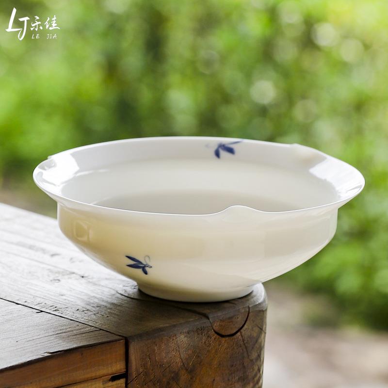 乐佳 白瓷手绘蝴蝶兰花壶承茶道配件多用盘子茶点盘 家用干泡盘子