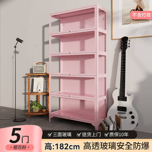 玻璃手办柜家用落地防尘铁皮书柜盲盒积木收纳架模型展示陈列柜子