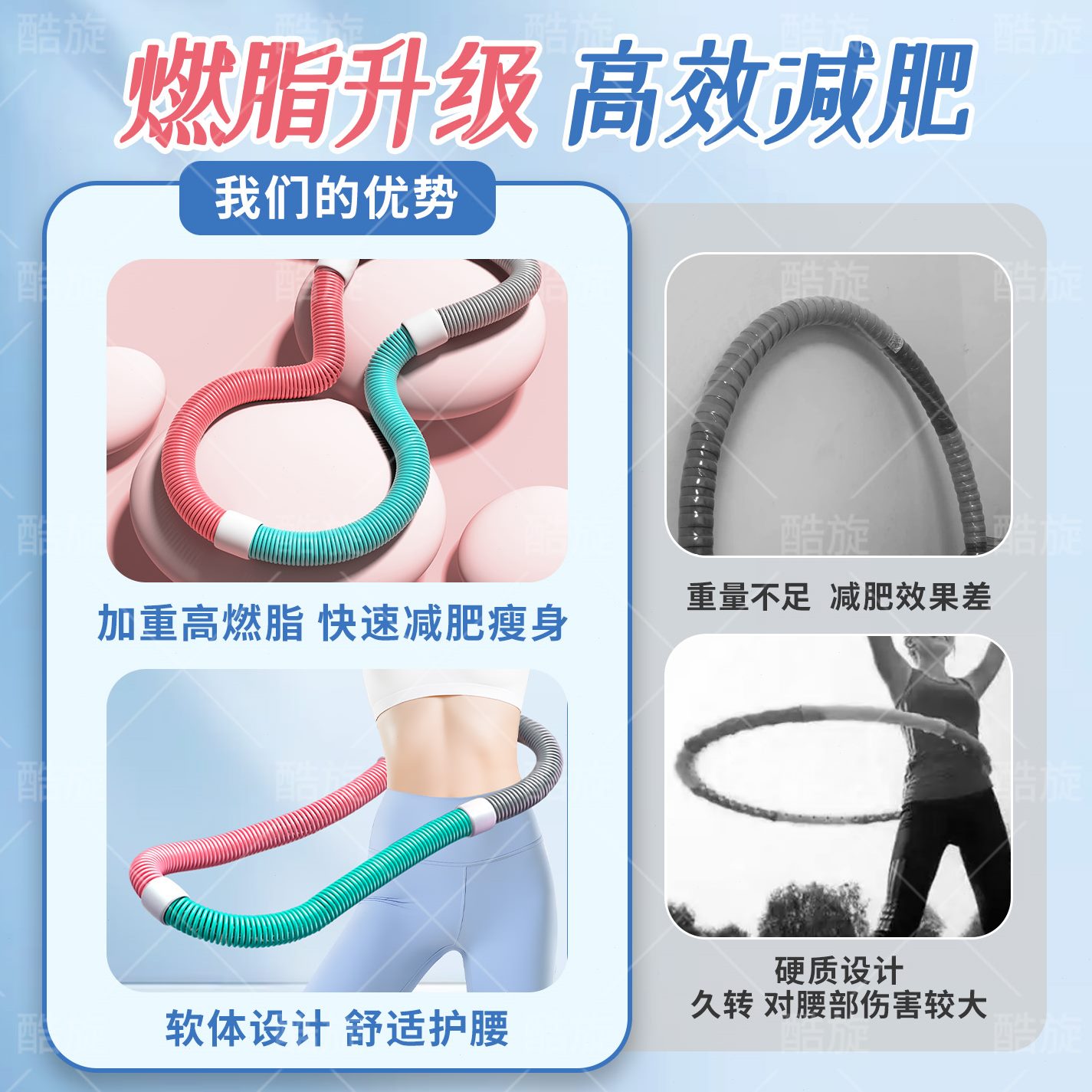 减肥折叠体加重伤瘦肚子女收腹弹簧呼啦圈瘦身神器腰专用成人不软