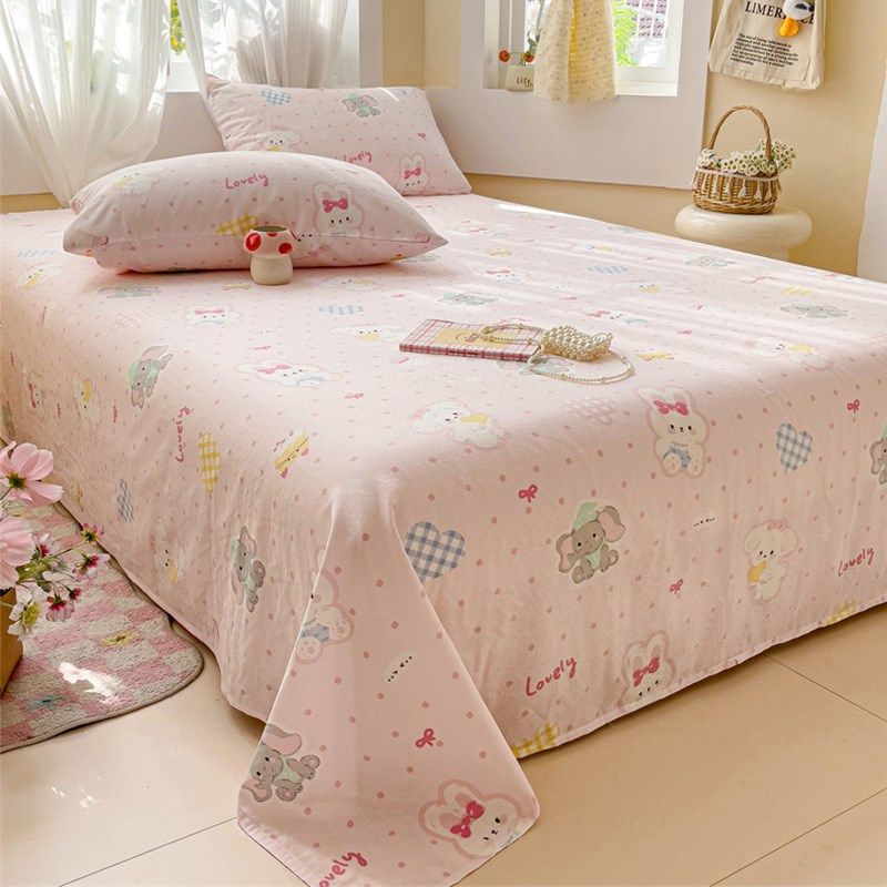 A类卡通全棉双层纱床单单件100儿童被单人宿舍学生枕套三件套