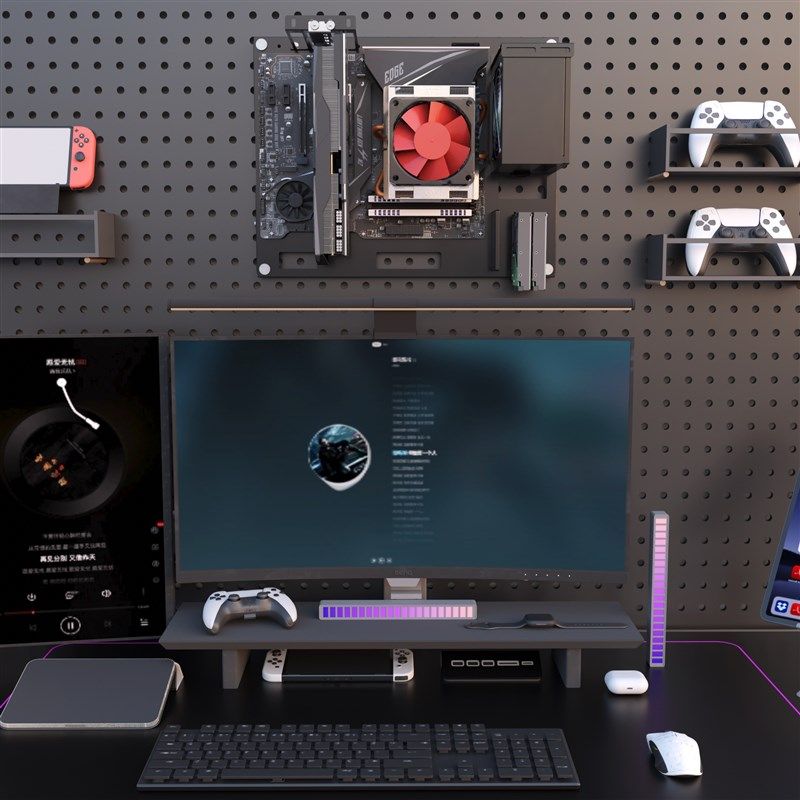 开放式 壁挂机箱 上墙挂洞洞板 主板托架测试平台 支持ATX MATX