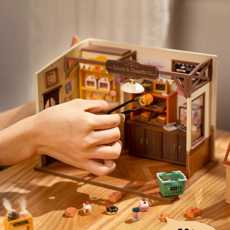 若来贝卡的面包店diy手工小屋小房子模型迷你场景立体女拼装拼图D