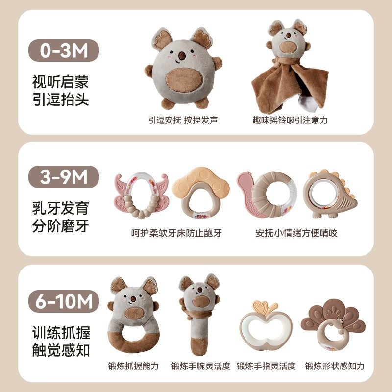 欣格新生婴儿礼物满月女孩初生见面实用型百天玩具手摇铃宝宝礼盒