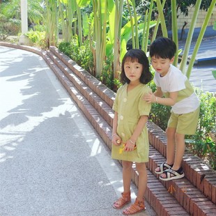 网红 度假家福亲子装 一家四口家庭装 兄妹装 夏 牛油果套装 2021新款
