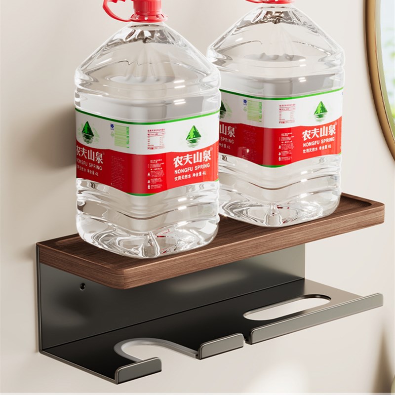 浴室免打孔胡桃木洗脸巾吹风机支架卫生间洗漱台纸巾盒一体置物架