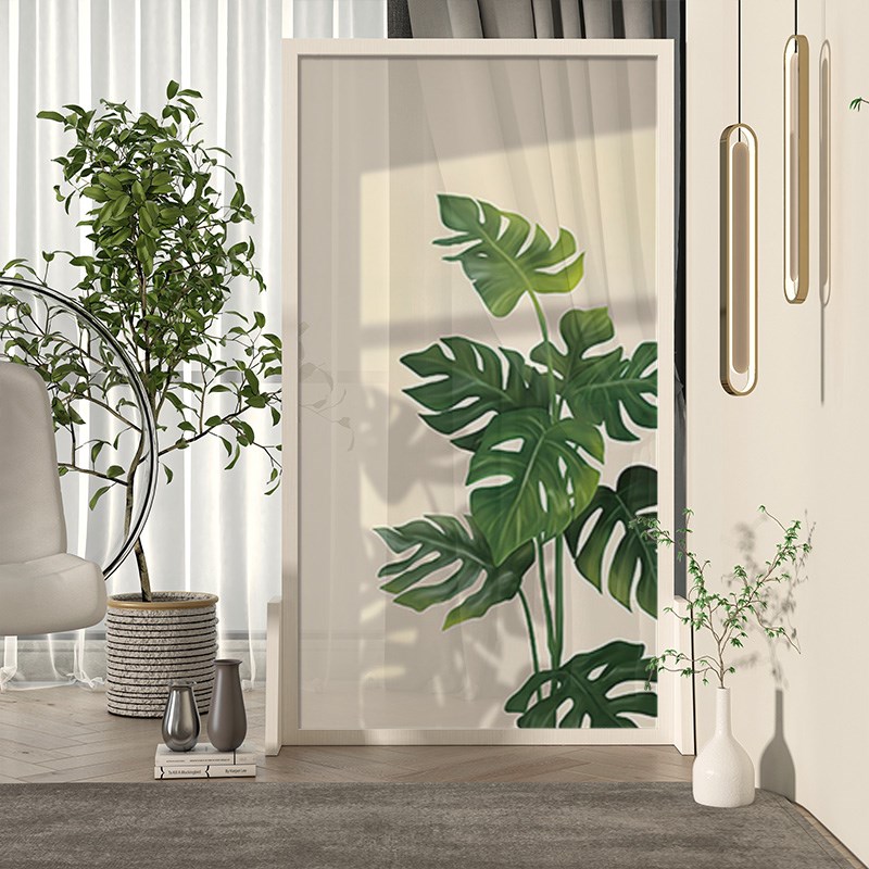 现代奶油风屏风隔断客厅玄关装饰遮挡卧室可移动实木入户绿植座屏