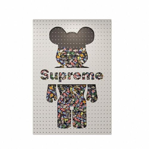 洞洞板置物架打印图案遮挡装饰入户玄关打孔式客厅实木定制收纳架