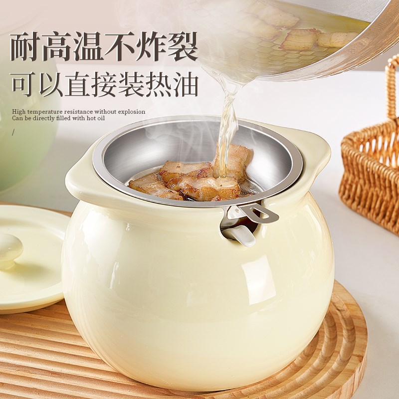 猪油罐家用耐高温油罐陶瓷装荤油辣椒油红油罐子厨房专用容器辣子