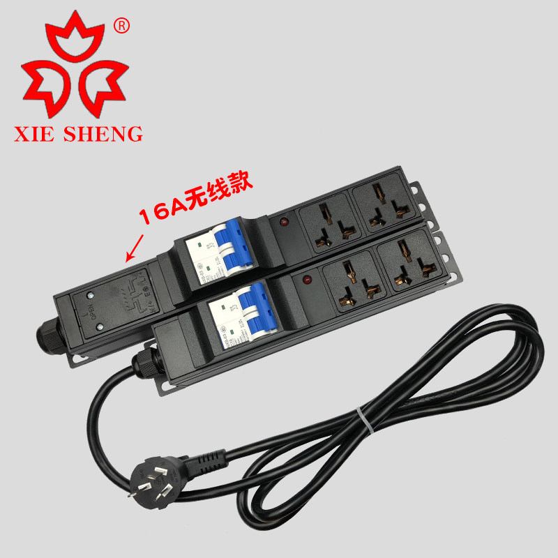 大功率PDU机柜插排插座6 8位孔10A16A 4000W工业空开防过载接线板