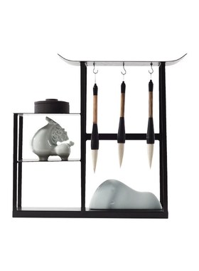 新中式毛笔架陶瓷马摆件s书桌玄关书房办公桌面文房家居软装饰品