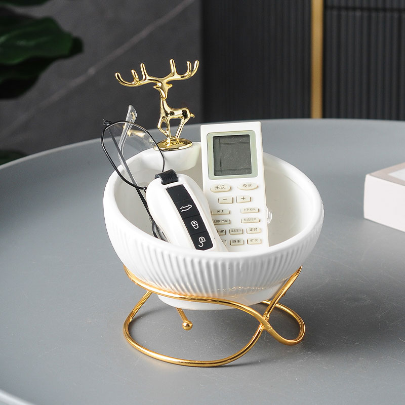轻奢北欧桌面钥匙收m纳盒装饰品陶瓷家用客厅时尚简约现代摆件卧