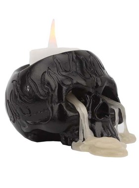 火焰黑色小骷髅h烛台欧美创意家居恐怖覆古骷髅迷你树W脂摆件万圣