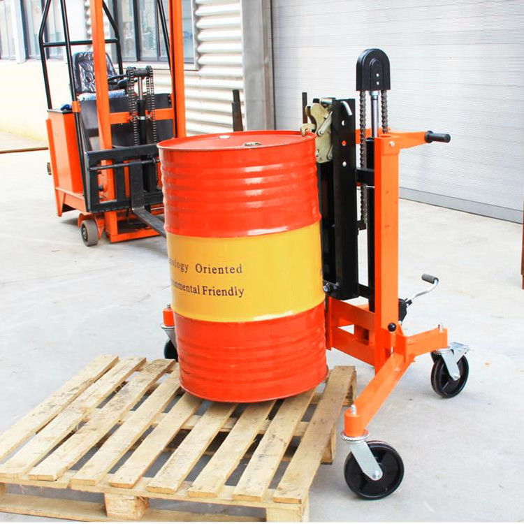 重型油桶搬运车塑料铁桶两用液压升降叉车200l手动圆桶鹰嘴装卸车