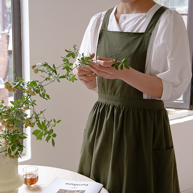 夏天薄款超好看的围裙家用厨房专用防水防油高级全棉漂亮定制logo