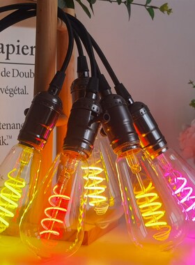 LED霓虹灯泡咖啡厅酒吧室内氛围灯红色粉色绿色螺旋Q可调光E27 B2