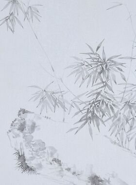 纯手绘国画写意画没骨水墨画竹子条幅字画中O式办公室客厅装饰挂