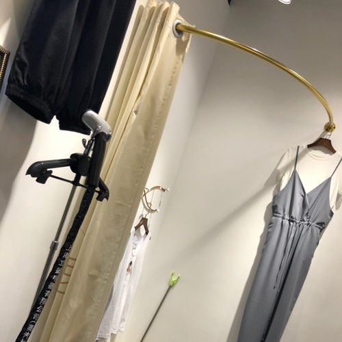 服装店试衣间门帘jC形L形挂杆更衣室换衣间杆子试衣圈弧形U杆定制