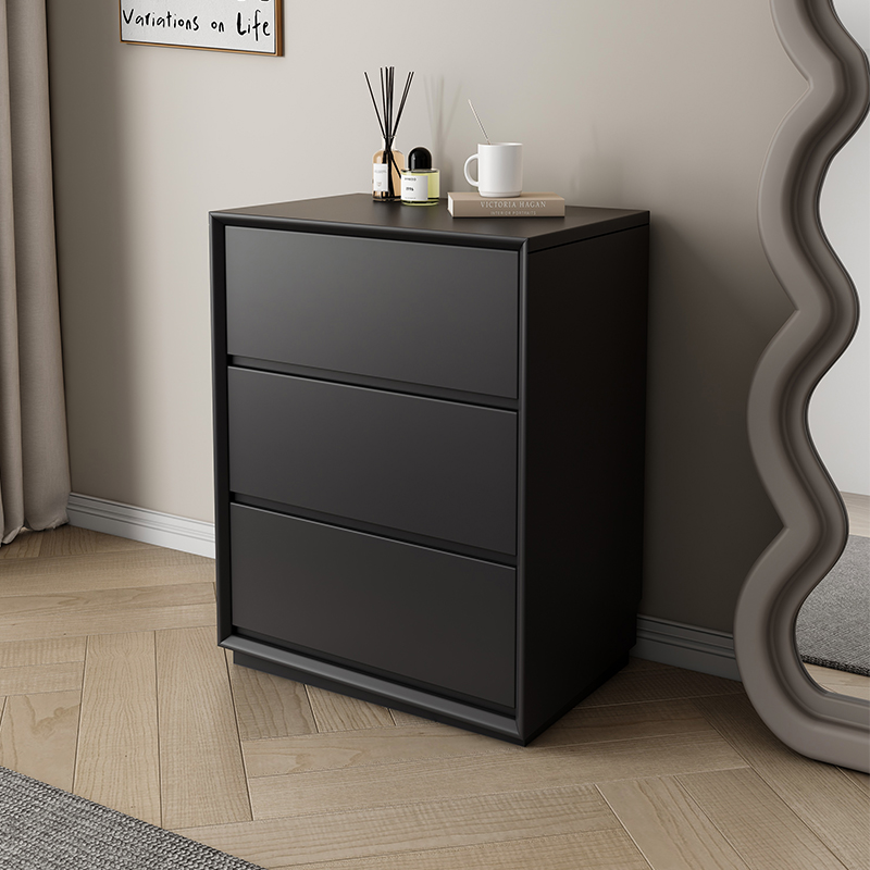 实木五斗柜简约现代卧室储物柜收纳柜黑色三四斗柜客厅床头柜边柜