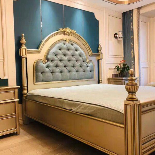 美式1.8米复古高端双人床轻奢实木床现货定制法式金香槟婚床简约