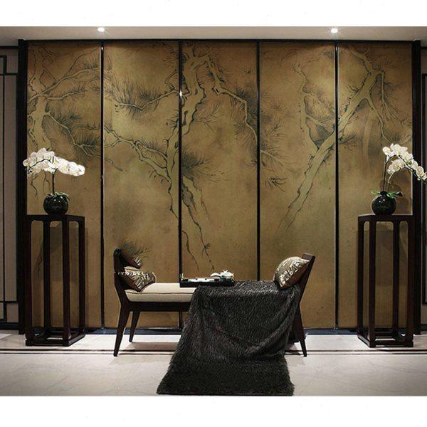 现代中式松树壁纸禅意轻奢古典墙纸客厅电视背景墙定制墙布无纺布,家装主材,无纺布墙纸,淘宝优惠券,粉丝福利购,淘宝优惠卷