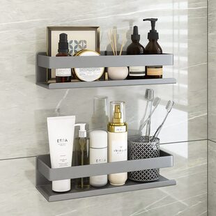 洗洗澡间卫生间置物架免打孔浴室厕所壁挂式洗漱台子手墙上收纳架