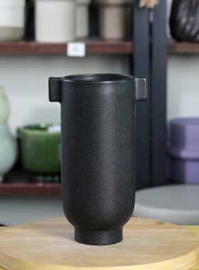 花瓶高E双耳cm黑色哑光21家