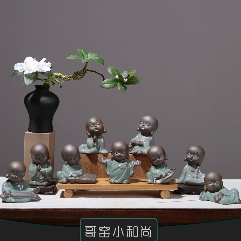 创意小和尚陶瓷花k瓶摆件客厅茶几禅意空间书架博古架桌面装饰品