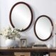 镜梳妆台圆镜化妆镜复古镜高清玄关装 饰挂墙木制客厅椭家用壁挂镜